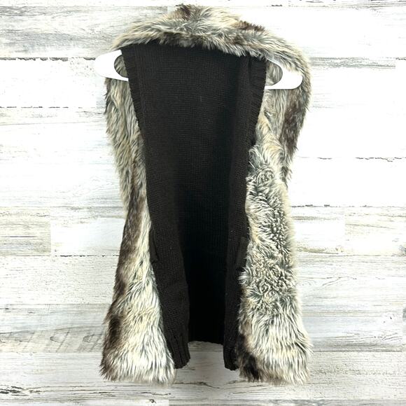 Charlotte Russe Women’s Large Brown Tan Faux Knit Back Boho Winter Vest Boho - Picture 2 of 5
